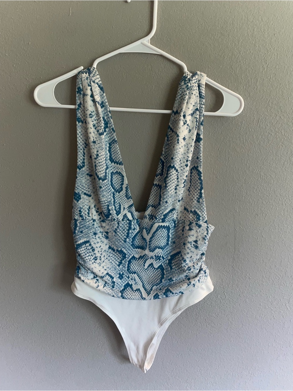 Blue Blush Blue and White Snake-Print One-Piece